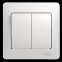 Glossa белый выключатель 2-клавишный, сх.5, 10АХ (в сборе с рамкой) GSL000152 фото