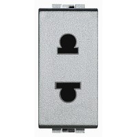 BTicino Livinglight алюминий розетка б/з для узких вилок с защитными шторками евро-американский стандарт, 1 мод NT4125 фото