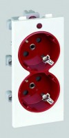 Simon Connect Белый/красный Розетка двойная, 2к+з Schuko, 16А, 250В, Cima-модуль 52x108 мм S1-6-9 фото