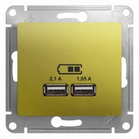 Glossa фисташковый розетка USB 5В/2,1А, 2х5В/1,05А GSL001033 фото