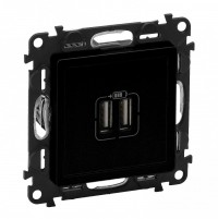 Legrand Valena Life Black зарядное устройство с двумя USB-разьемами 240В/5В 1500мА. С лицевой панелью, антрацит. 756312 фото