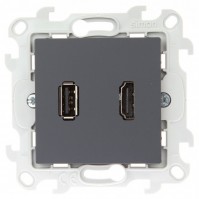 Simon 24 Графит Коннектор HDMI+USB 2.0 2411095-038 фото
