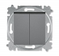 ABB EPJ Levit сталь / дымчатый чёрный Выключатель 2-клавишный 2CHH590545A6069 фото
