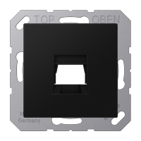 JUNG A Flow/A 550 Черный матовый Kрышка для 1-го разъема для UMA разъемов, без видимого винта, подпружиненная шторка A1569-1WESWM фото