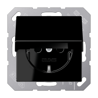 JUNG SCHUKO Штепсельная розетка 16A 250V~ с крышкой термопласт чёрный A1520BFKLSW фото