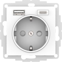 AtlasDesign розетка белая с USB + Type-C (5В/2,4А/3 А, 2х5В/1,5А) ATN000132 фото