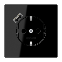 JUNG Розетка SCHUKO® с USB-зарядным устройством, тип A термопласт черный LS1520-18ASW фото