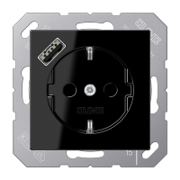 JUNG Розетка SCHUKO® с USB-зарядным устройством, тип А термопласт черный A1520-18ASW фото