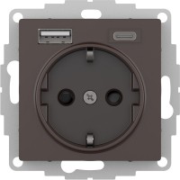 Systeme Electric AtlasDesign мокко розетка 16А с USB A+C (5В/2,4А/3 А, 2х5В/1,5А), мех ATN000632 фото
