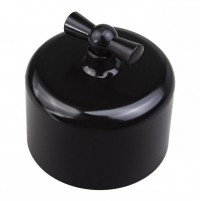 Bironi Ришелье пластик чёрный выключатель проходной 1-клавишный R1-211-23 фото