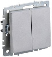 IEK Brite Base алюминий выключатель 2- клавишный проходной 10А BR-V22-0-10-K47 фото