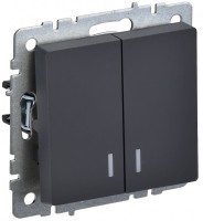 IEK Brite Base графит выключатель 2- клавишный с индикацией  10А BR-V20-1-10-K53 фото