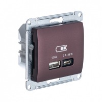 Glossa баклажановый USB розетка A + тип-C 45W высокоскоростная зарядка QC,PD, механизм GSL001129 фото