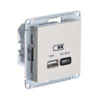 Systeme Electric AtlasDesign бежевый USB розетка A + тип-C 45W высокоскор.заряд. QC,PD, механизм ATN000229 фото