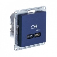 Systeme Electric AtlasDesign аквамарин розетка USB тип-C 65Вт высокоскор.заряд. QC,PD, механизм ATN001127 фото