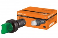 TDM Переключатель на  3 положения с фиксацией SB7-CK3365-220V короткая ручка(LED) d22мм 1з+1р зеленый TD SQ0746-0065 фото
