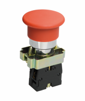 Электротехник LAY5-ВС42, красный, 1НЗ, гриб без фиксации, хром, без подсветки, d22мм, выключатель кнопочный  (ЭТ) ET012089 фото