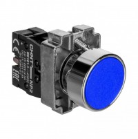 CHINT Кнопка управления NP2-BA65 без подсветки синяя, 1НО+1НЗ, IP40 (R) 574371 фото