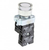 CHINT Кнопка управления NP2-BW3165 плоская, белая, 1НО+1НЗ, AC/DC230В (LED), IP40 (R) 575724 фото