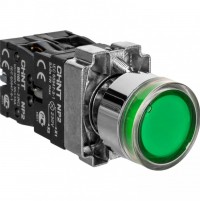 CHINT Кнопка управления NP2-BW3361 плоская, зеленая, 1НО, AC/DC230В(LED), IP40 (R) 574077 фото
