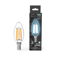 Gauss Лампа Filament Свеча 13W 1150lm 4100К Е14 LED 1/10/50 103801213 фото