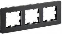 IEK Brite Decor чёрный металл скруглённые углы рамка 3 места BR-M32-M-01-K02 фото